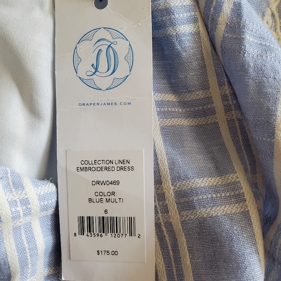 NWT Draper James Collection Embroider Blue Linen Dress (6) - Picture 4 of 8